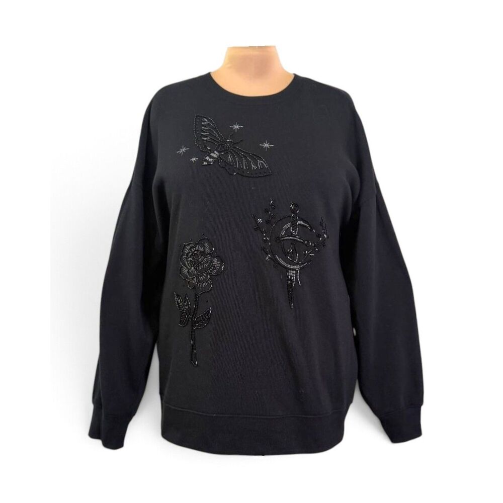 TORRID Nightfall Relaxed Cozy Fleece Beaded Sweatshirt, Size 2X